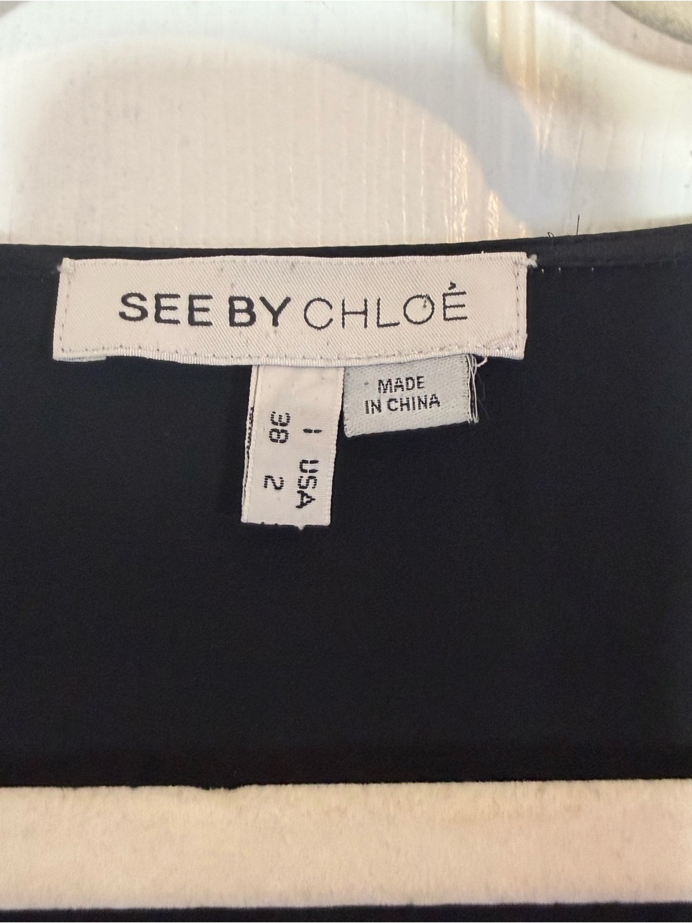 See By Chloe Black and Gray Short Sleeve Paneled Top - Picture 3 of 5
